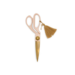 Blush scissors with golden Tassel & Key Charm by Designworks.