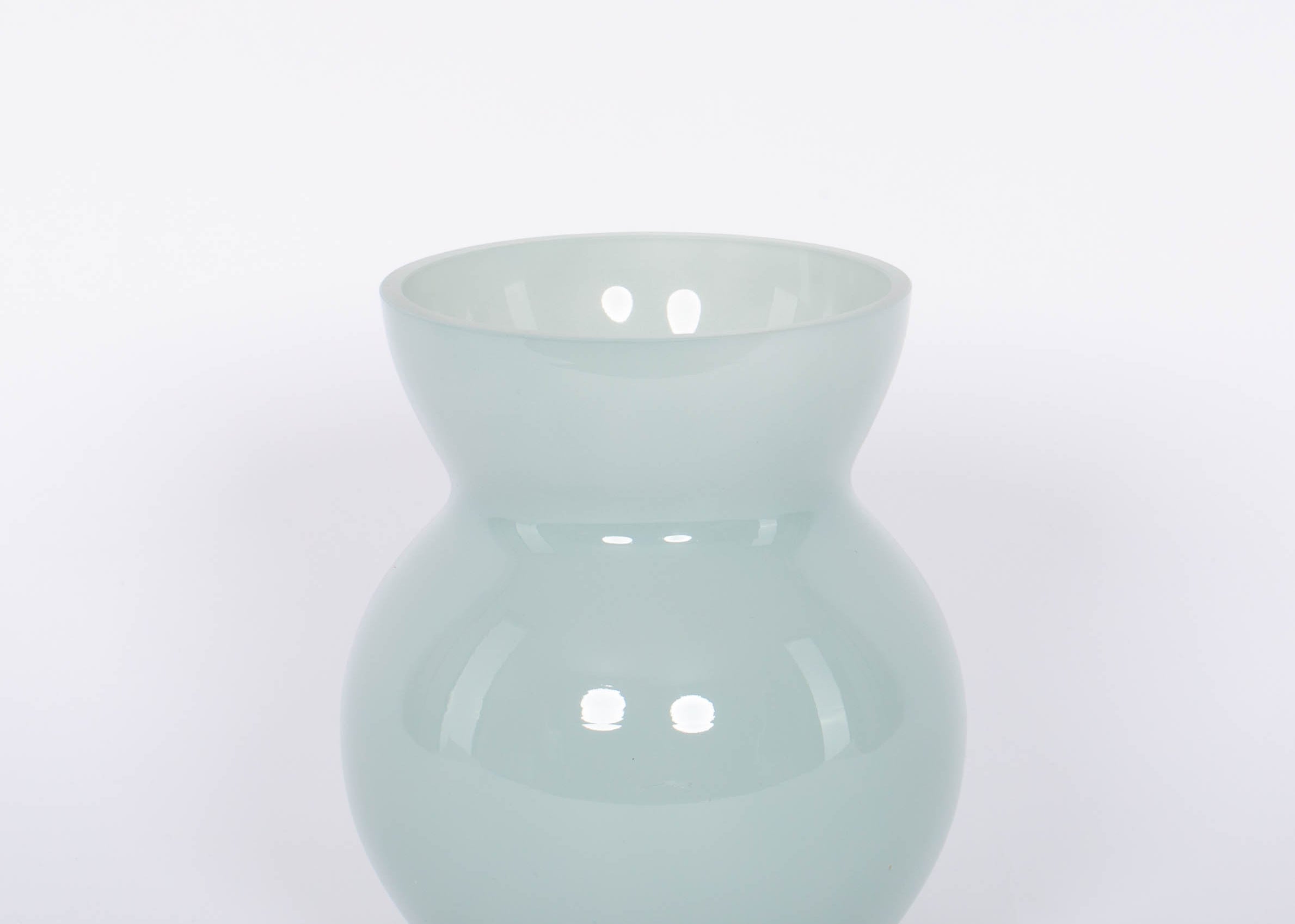 Glenna Light Blue Vase handcrafted with powdery glaze.  White background.