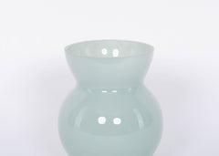 Glenna Light Blue Vase handcrafted with powdery glaze.  White background.